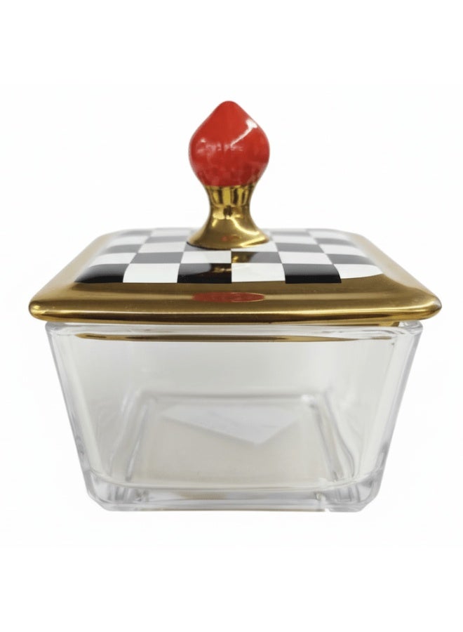 ماي فلاور مرطبان حلوى زجاجي من مايفلاور بغطاء سيراميك – 10 × 10 سم، مرطبان أبيض وأسود للطاولة - Image 1